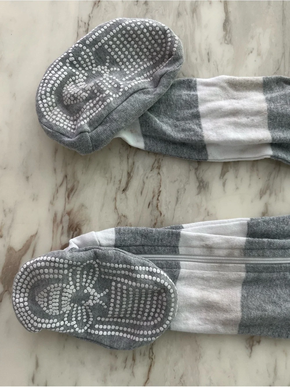 Burt's Bees Baby Gray & White Striped Footed One-Piece Pajamas